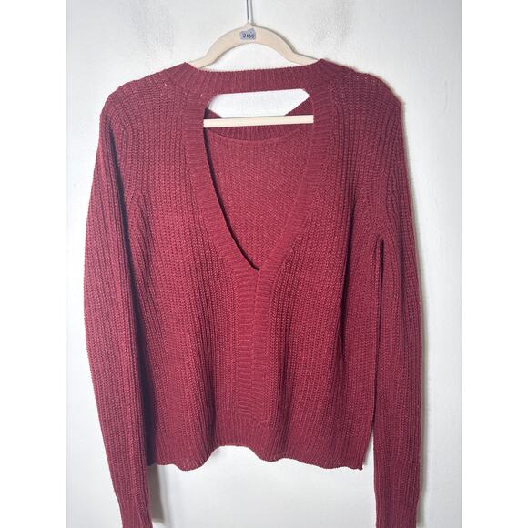 Jack Burgandy Cut Out Back Sweater Sz S - Picture 2 of 2